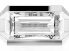 Baguette Diamond Geometric Solitaire Ring Set in White gold with Open Sides