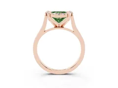 Fancy Green Heart Cut Diamond Cluster Halo Solitaire Ring Set in Rose gold with Prong Setting