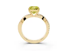 Fancy Yellow Princess Cut Diamond Twisted Pavé Band Ring Set in Yellow gold with Prong Setting