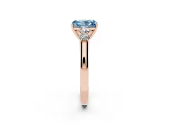 Fancy Blue Radiant Cut Diamond Five-Stone Prong Set Band Ring Set in Rose gold with Polished Band