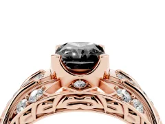 Fancy Black Radiant Cut Diamond Art Deco Ring Set in Rose gold with Pavé Split Shank