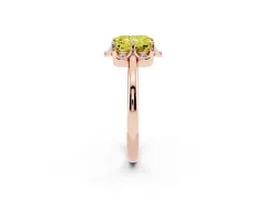 Fancy Yellow Radiant Cut Diamond Round Cluster Halo Ring Set in Rose gold with Solitaire Band and Prong Setting