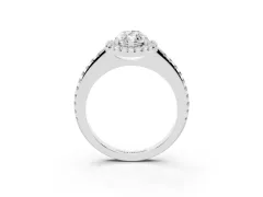 Marquise Cut Diamond Pavé Halo Ring Set in Platinum with Prong Setting