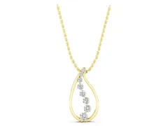 Round Diamond Teardrop Pendant Set in Yellow gold with Prong-Set Curve
