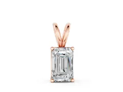 Emerald Cut Solitaire Pendant Set in Rose gold with Four-Prong Setting