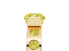 Fancy Yellow Cushion Cut Diamond Channel-Set Band Ring Set in Yellow gold with Bezel Prong Setting