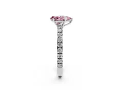 Fancy Pink Pear Cut Diamond Pavé Solitaire Engagement Ring Set in White gold with Prong Setting