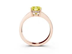 Fancy Yellow Cushion Cut Diamond Pavé Band Prong Set Solitaire Ring Set in Rose gold