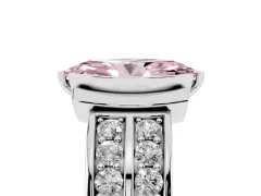 Fancy Pink Marquise Cut Diamond Wide Channel Set Band Ring Set in Platinum with Bezel Setting