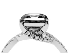 Fancy Black Asscher Cut Diamond Twist Pavé Solitaire Engagement Ring Set in Platinum with Prong Setting