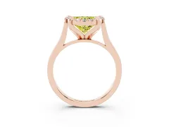 Fancy Yellow Heart Cut Diamond Cluster Halo Solitaire Ring Set in Rose gold with Prong Setting