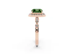 Fancy Green Asscher Cut Diamond Halo Engagement Ring Set in Rose gold with Twisted Band and Prong Setting