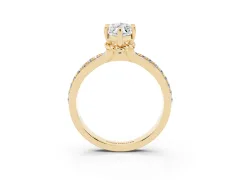 Marquise Cut Diamond Solitaire Ring Set in Yellow gold with Channel Set Band and Prong Setting