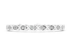 Round Diamond Tennis Bracelet Set in White gold with X-Link Band and Prong Setting