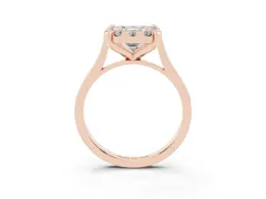 Emerald Cut Diamond Cluster Halo Solitaire Ring Set in Rose gold with Prong Setting
