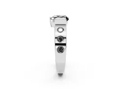 Fancy Black Heart Cut Diamond Channel-Set Band Ring Set in Platinum with Bezel Prong Setting