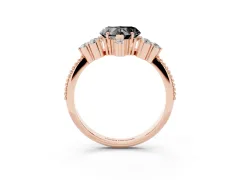 Fancy Black Heart Cut Diamond Cluster Ring Set in Rose gold with Beaded Band