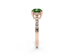 Fancy Green Cushion Cut Diamond Solitaire Engagement Ring Set in Rose gold with Pavé Band and Prong Setting