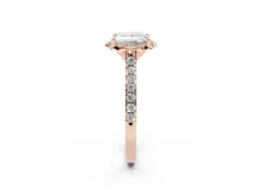 Princess Cut Diamond Solitaire Ring Set in Rose gold with Pavé Band and Floral Prong Setting