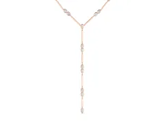 Pear Diamond Lariat Necklace Set in Rose gold with Station Accents