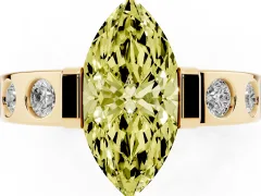 Fancy Yellow Marquise Cut Diamond Channel-Set Band Ring Set in Yellow gold with Bezel Prong Setting