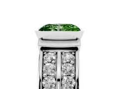 Fancy Green Radiant Cut Diamond Wide Channel Set Band Ring Set in White gold with Bezel Setting