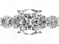 Cushion Cut Diamond Five-Stone Prong Set Ring Set in Silver with Classic Band
