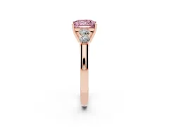 Fancy Pink Princess Cut Diamond Five-Stone Prong Set Band Ring Set in Rose gold with Polished Band