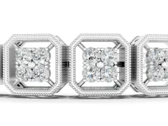 Round Diamond Tennis Bracelet Set in Silver with Milgrain Bezel Setting