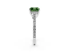 Fancy Green Asscher Cut Diamond Solitaire Ring Set in White gold with Brilliant Pavé Band and Prong Setting