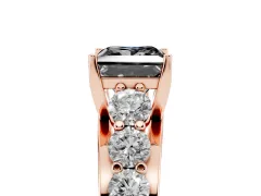 Fancy Black Princess Cut Diamond Pavé Engagement Ring Set in Rose gold with Prong Setting