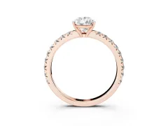 Pear Cut Diamond Pavé Solitaire Engagement Ring Set in Rose gold with Prong Setting