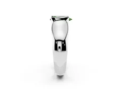 Fancy Green Pear Cut Diamond Bezel Solitaire Ring Set in Platinum with Wide Band
