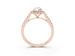 Pear Cut Diamond Halo Pavé Engagement Ring Set in Rose gold with Prong Setting