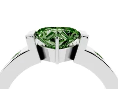 Fancy Green Heart Cut Diamond Channel-Set Band Ring Set in White gold with Bezel Prong Setting