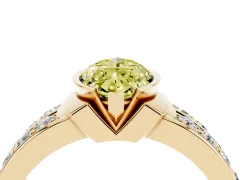 Fancy Yellow Marquise Cut Diamond Wide Channel Set Band Ring Set in Yellow gold with Bezel Setting
