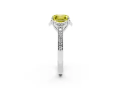 Fancy Yellow Asscher Cut Diamond Halo Ring Set in Silver with Channel Set Band and Prong Setting