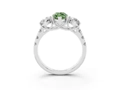 Fancy Green Marquise Cut Diamond Three-Stone Ring Set in Platinum with Pavé Band