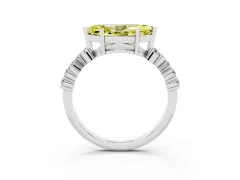 Fancy Yellow Marquise Cut Diamond Ring Set in Silver with Scattered Round Accents