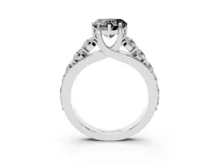 Fancy Black Heart Cut Diamond Pavé Engagement Ring Set in White gold with Prong Setting