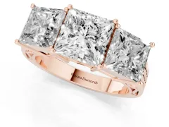 Princess Cut Diamond Three-Stone Ring Set in Rose gold with Textured Band