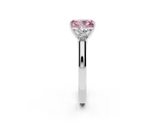Fancy Pink Radiant Cut Diamond Five-Stone Prong Set Band Ring Set in White gold with Polished Band