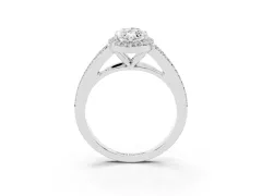 Marquise Cut Diamond Halo Split Shank Pavé Ring Set in White gold with Prong Setting