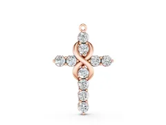 Round Diamond Infinity Cross Pendant Set in Rose gold with Prong Setting