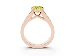 Fancy Yellow Heart Cut Diamond Solitaire Ring Set in Rose gold with Channel-Set Accent Stones and Prong Setting