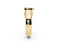 Fancy Green Pear Cut Diamond Bezel Solitaire Ring Set in Yellow gold with Wide Band