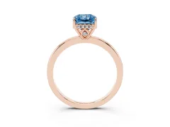 Fancy Blue Radiant Cut Diamond Solitaire Ring Set in Rose gold with Plain Band and Prong Setting