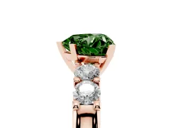 Fancy Green Heart Cut Diamond Five-Stone Prong Set Engagement Ring Set in Rose gold with Channel Band