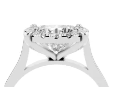 Round Cut Diamond Cluster Halo Solitaire Ring Set in Platinum with Prong Setting