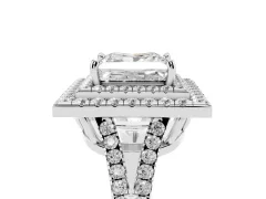 Princess Cut Diamond Double Halo Ring Set in White gold with Pavé Band